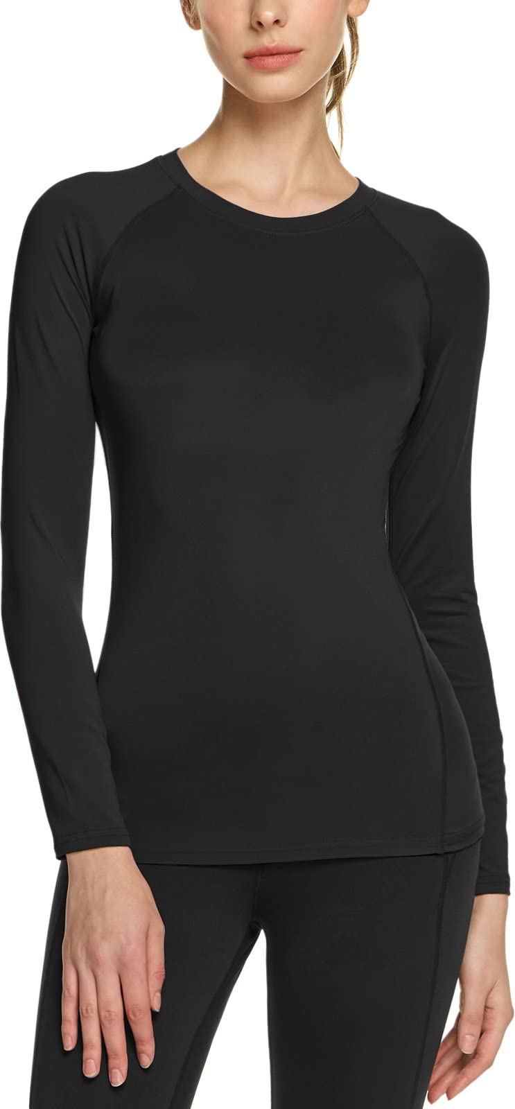 TSLA Women's Sports Compression Shirt, Cool Dry Fit Long Sleeve Workout Tops, Athletic Exercise Gym Yoga Shirts, 3pack Black/Black/Black, Small