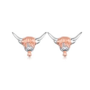 Highland Cow Earrings 925 Sterling Silver Cow Stud Earrings Cute Animal Highland Cow Jewelry for Women Highland Cow Gifts