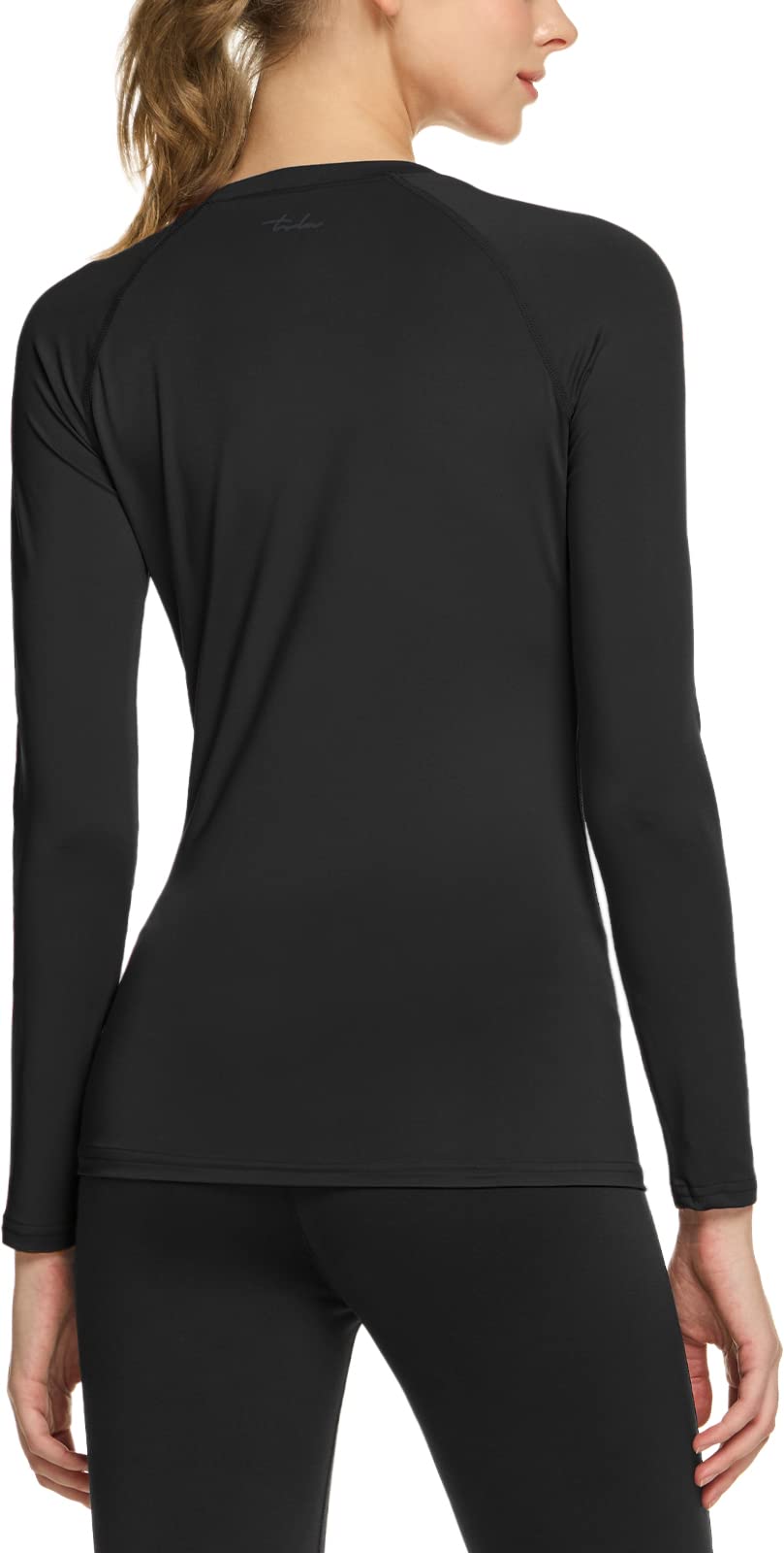 TSLA Women's Sports Compression Shirt, Cool Dry Fit Long Sleeve Workout Tops, Athletic Exercise Gym Yoga Shirts, 3pack Black/Black/Black, Small