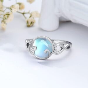 MONGAS Moonstone Rings 925 Sterling Silver Filigree Moonstone Jewelry Gifts for Women