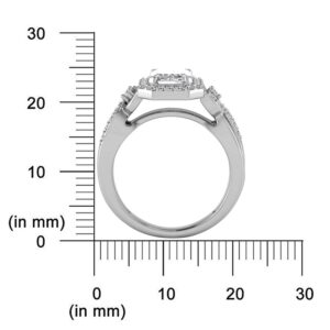 Pretty Jewels 925 Sterling Silver Center 8X6MM Emerald Cut Lab Created Moissanite And Natural White Diamond Infinity Halo Solitaire Engagement Rings for Women Gift For Her (2.05 Cttw) Ring Size-9