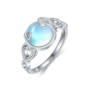 MONGAS Moonstone Rings 925 Sterling Silver Filigree Moonstone Jewelry Gifts for Women