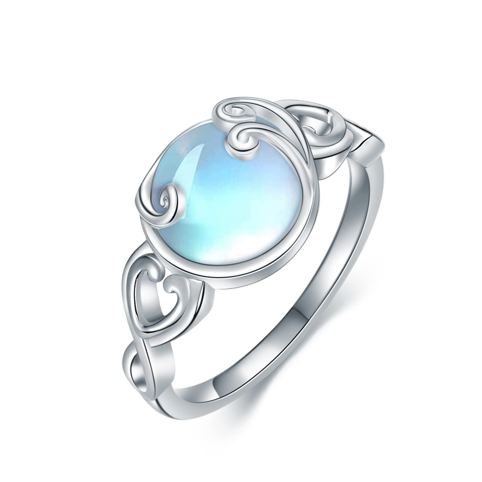 MONGAS Moonstone Rings 925 Sterling Silver Filigree Moonstone Jewelry Gifts for Women