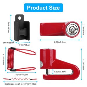 Ainiv Disc Brake Lock, E Scooter Lock Anti-Theft, Cable Bike Lock Waterproof 5FT /12mm Cable with 2 Keys for Scooter, Bike, Electric Bike, Skateboards, Strollers, Lawnmowers with Lock Holders-Red