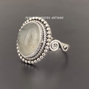 925 Silver Handmade Prehnite Dainty Ring For Women And Girls Unique Jewelry Designer Ring Gift Her BY PURNIMA SILVER ARTISAN (12 1/2 US)