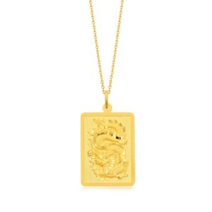 CHOW SANG SANG 999.9 24K Solid Gold Price-by-Weight Gold Dragon Gold Bullion Bar Pendant for Men & Women 12674P | [Not Include the Necklace] (Approx. 0.54tael (~20.21g))