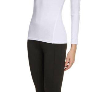 TSLA Women's Sports Compression Shirt, Cool Dry Fit Long Sleeve Workout Tops, Athletic Exercise Gym Yoga Shirts, 3pack White/White/White, Medium