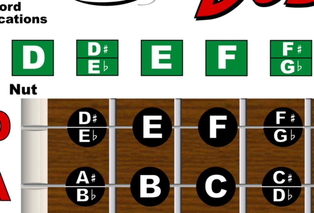 Dobro Open D Tuning Resonator Guitar Fretboard Note & Rolls Chart - Beginners & Intermediate Instructional Easy Poster Chords 11x17 | A New Song Music