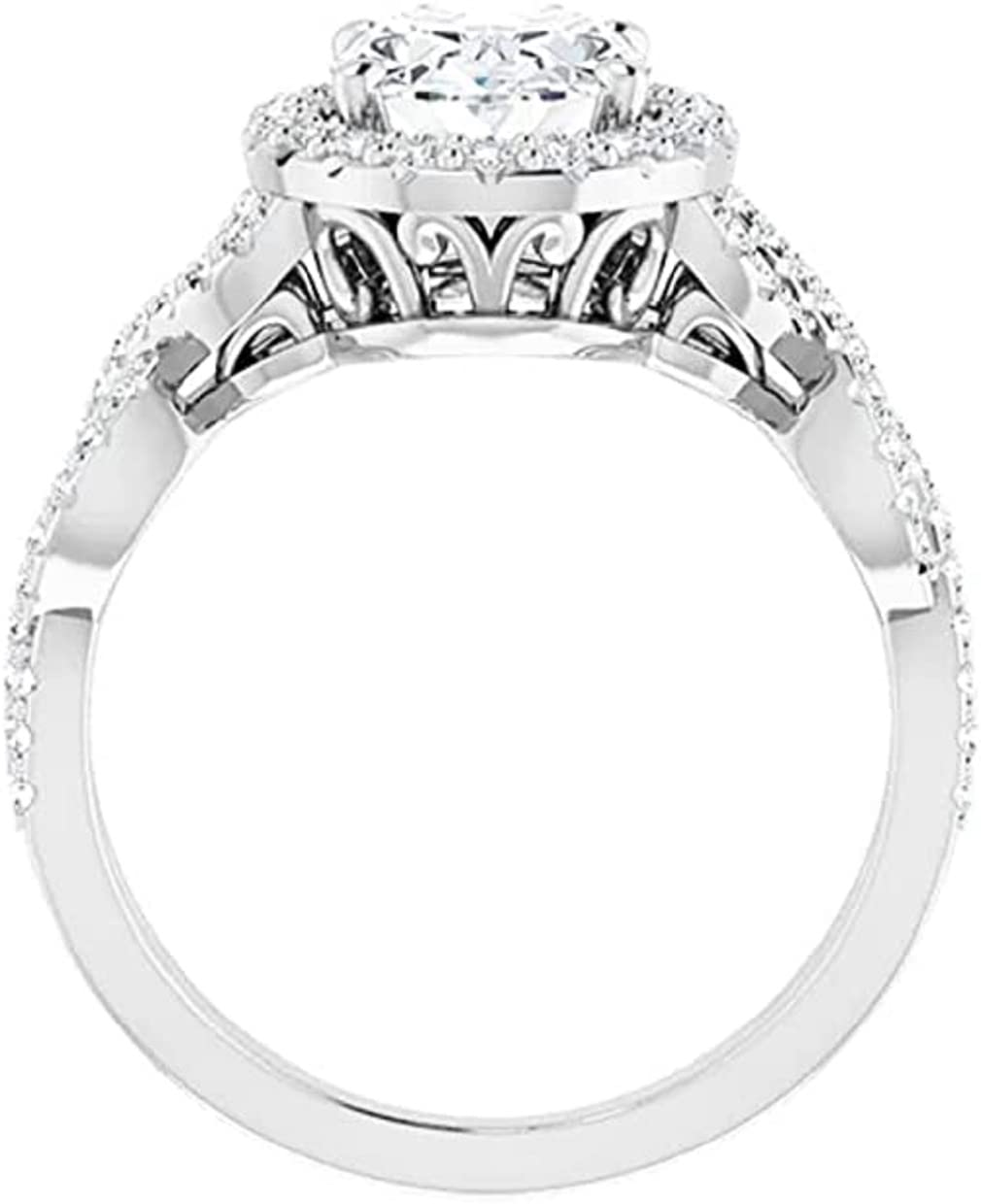 Moissanite World Twisted Infinity Moissanite Ring, Oval 2.0CT, Moissanite Engagement Ring/Moissanite Wedding Ring/Moissanite Bridal Ring Set, 925 Sterling Silver (9.5)