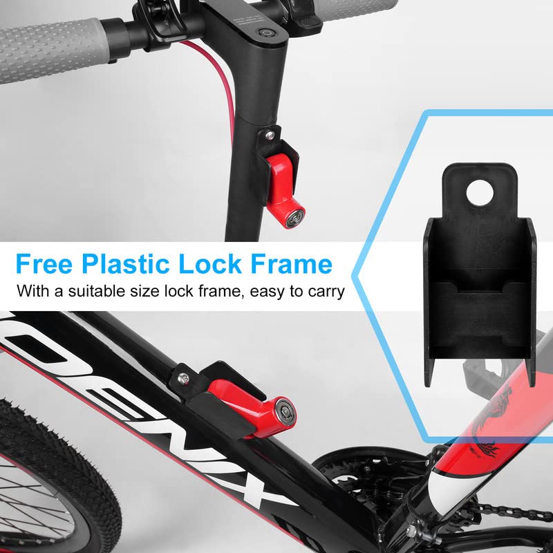 Ainiv Disc Brake Lock, E Scooter Lock Anti-Theft, Cable Bike Lock Waterproof 5FT /12mm Cable with 2 Keys for Scooter, Bike, Electric Bike, Skateboards, Strollers, Lawnmowers with Lock Holders-Red