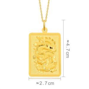 CHOW SANG SANG 999.9 24K Solid Gold Price-by-Weight Gold Dragon Gold Bullion Bar Pendant for Men & Women 12674P | [Not Include the Necklace] (Approx. 0.54tael (~20.21g))