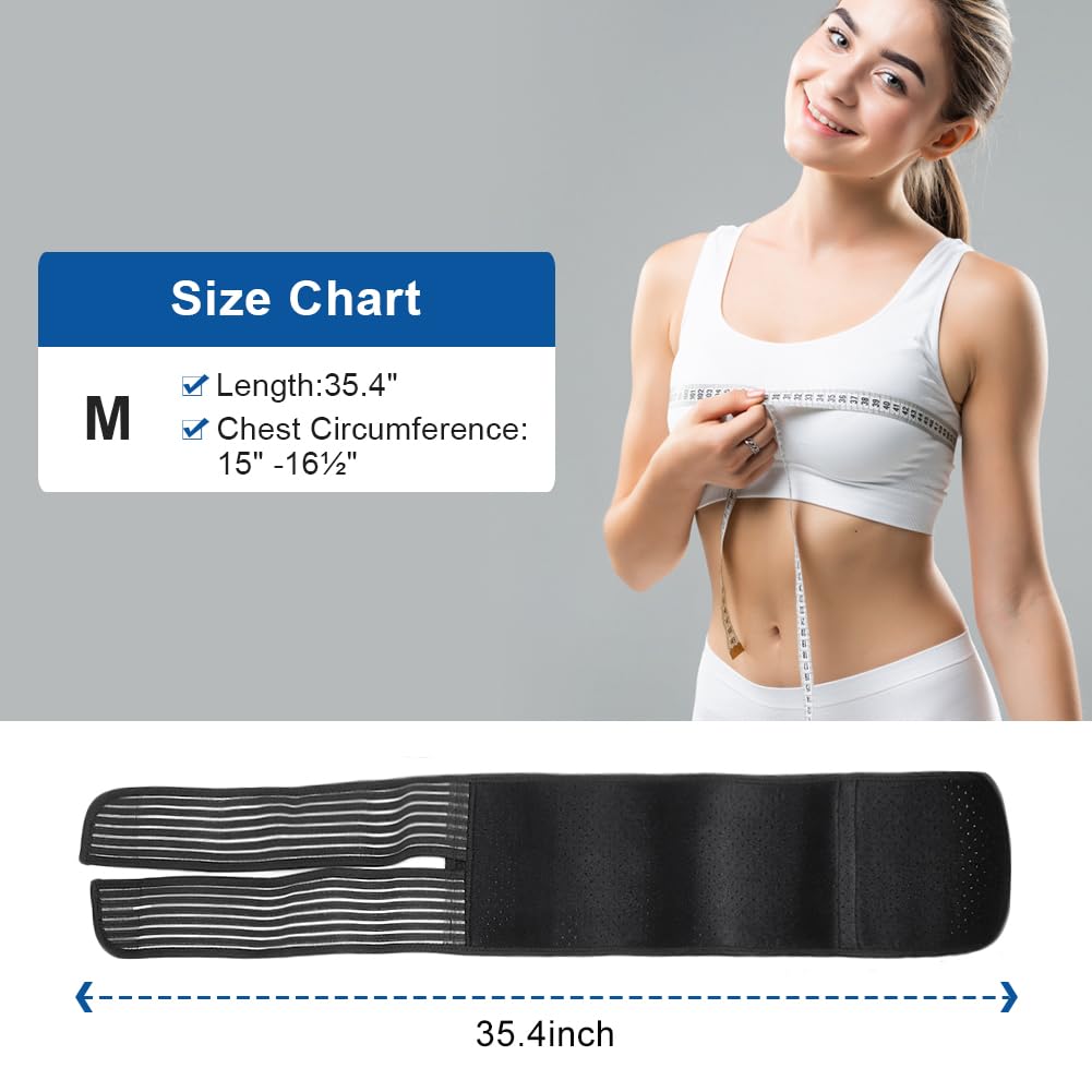 Rib Brace Chest Belt for Men and Women, Breathable Rib Chest Support Brace Dislocated Ribs Postoperation Belt for Rib Muscle Injuries, Bruised Ribs or Rib