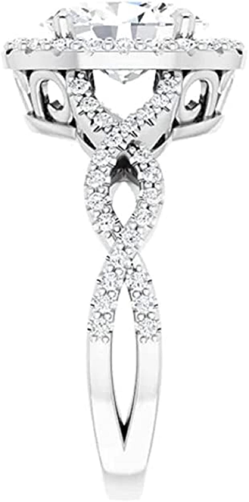 Moissanite World Twisted Infinity Moissanite Ring, Oval 2.0CT, Moissanite Engagement Ring/Moissanite Wedding Ring/Moissanite Bridal Ring Set, 925 Sterling Silver (9.5)