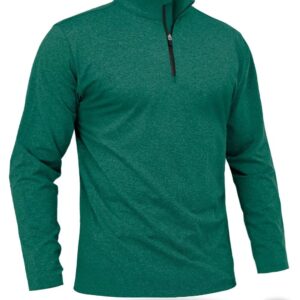 Boladeci Mens Pullover 1/4 Zip Fleece Long Sleeve Golf Shirts for Men Lightweight Running 3/4 1/2 Half Zip Sweatshirts Shirts Dark Green