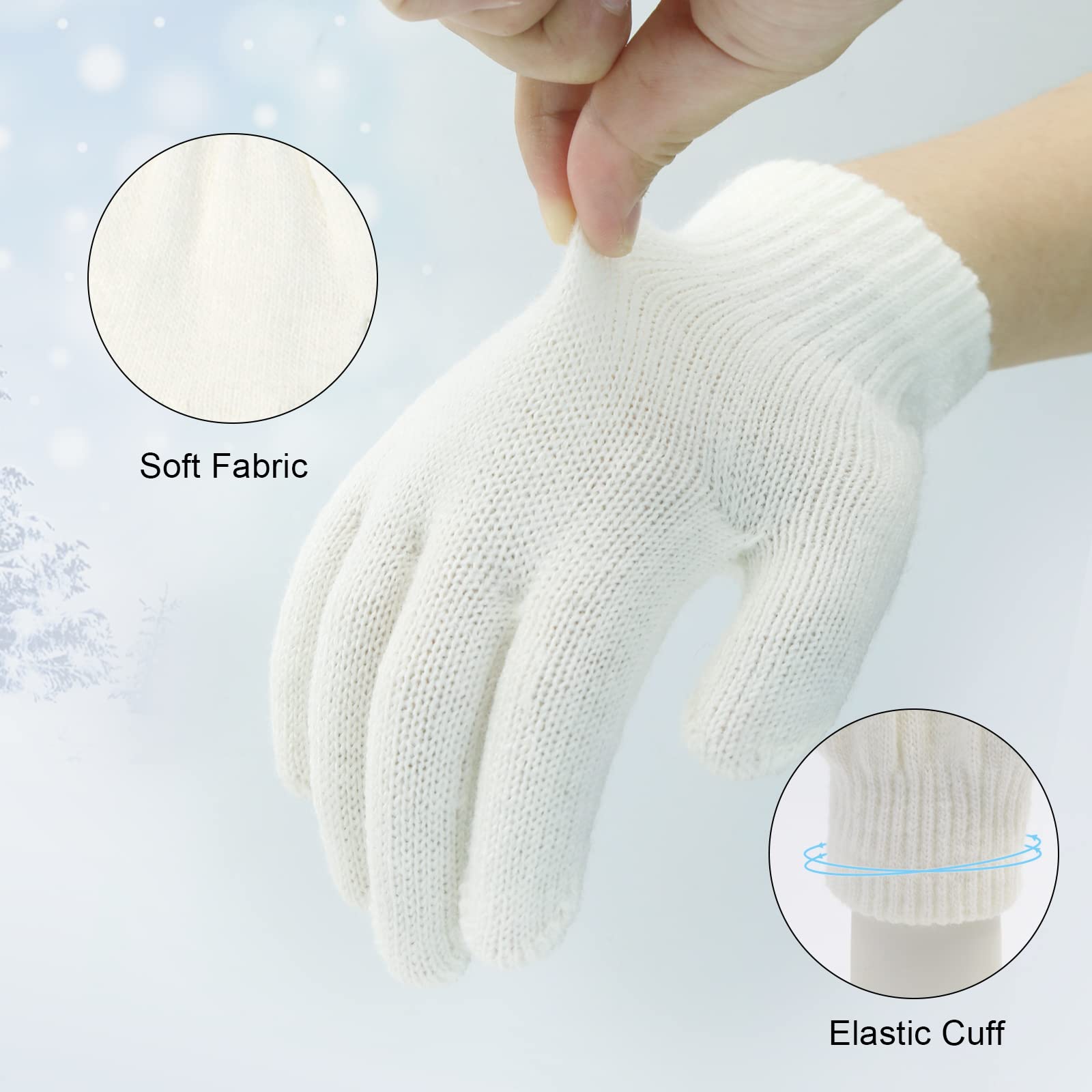 POXIMI Baby Warm Earmuffs Kid Magic Gloves Girl Soft Plush Ear Muffs Toddler Knit Mittens for Boy Winter Ear Warmer Set (R-White Set)