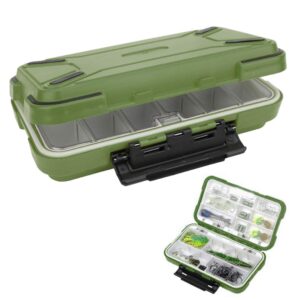 bordstract fishing tackle box, waterproof plastic fishing accessory storage organizer, small tackle container for lures, jigs, hooks, sinkers(green)