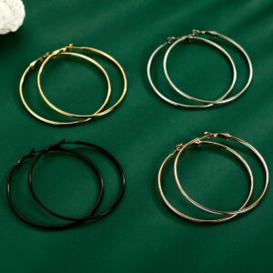 Big Black Hoop Earrings for Women 70mm Stainless Steel Hypoallergenic Large Hoops Earrings for Women, Birthday Mothers Day Jewelry Gifts Women