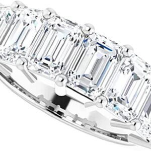 Moissanite World Touch of Paradise Bold Eternity Wedding Band, Emerald Cut 6.00CT, VVS1 Clarity, Colorless Moissanite, 925 Sterling Silver, Engagement Ring, Wedding Gift, Perfact for Gift (7.5)