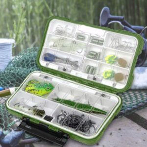 BORDSTRACT Fishing Tackle Box, Waterproof Plastic Fishing Accessory Storage Organizer, Small Tackle Container for Lures, Jigs, Hooks, Sinkers(Green)