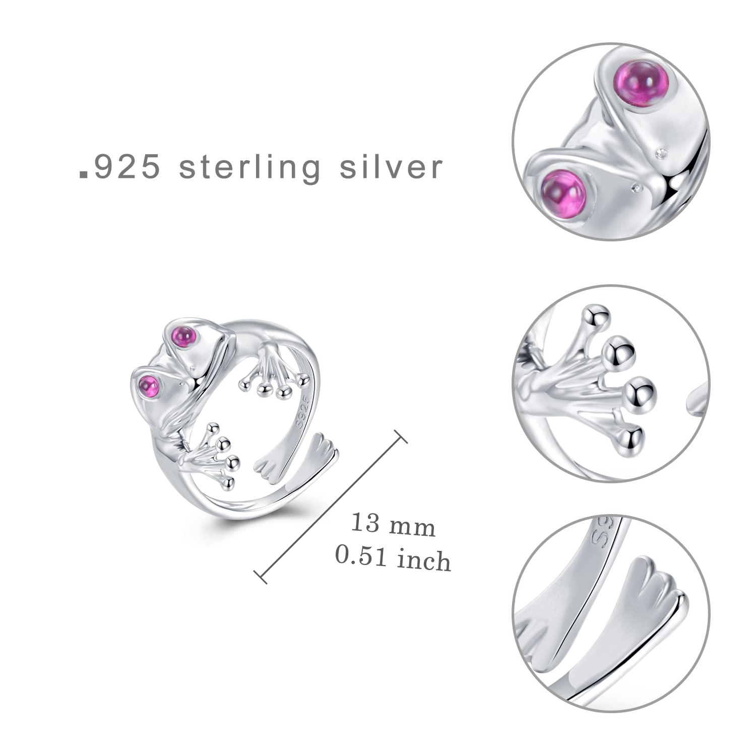 SCZKLAQ Frog Ring for Women 925 Sterling Silver Thumb Rings Adjustable Frog Jewelry for Women Frog Gifts