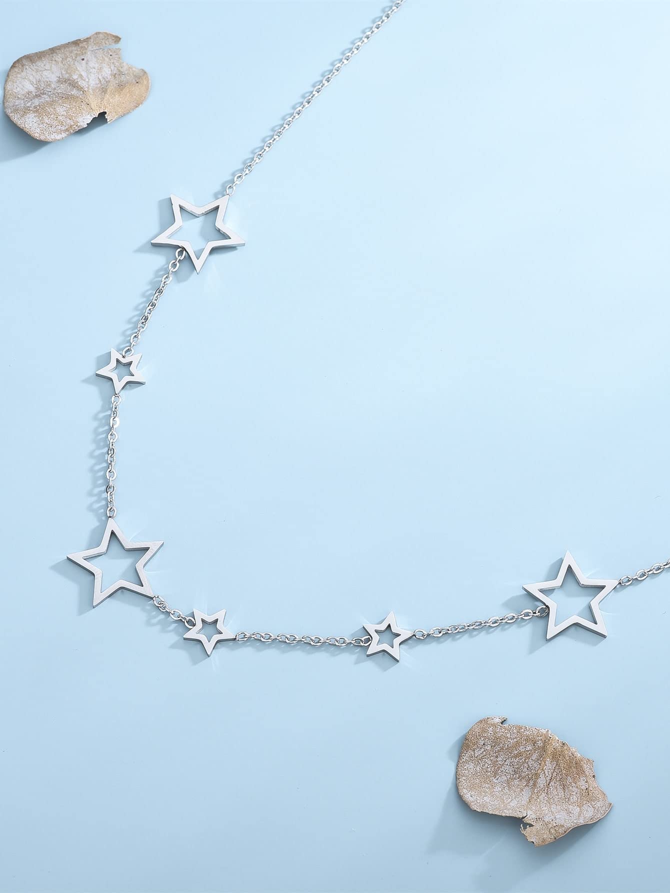 Verdusa Women's Star Chain Necklaces Silver One Size