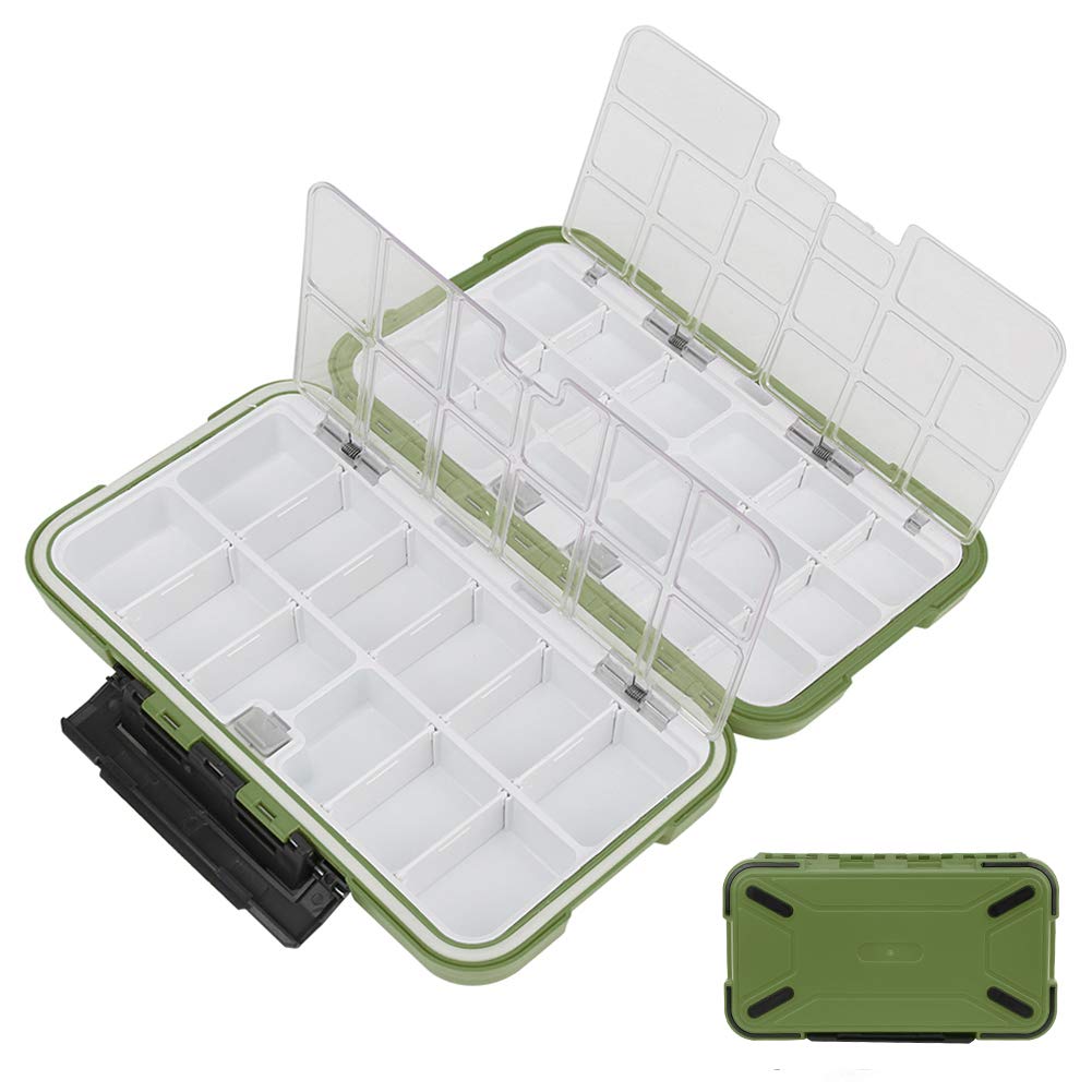 BORDSTRACT Fishing Tackle Box, Waterproof Plastic Fishing Accessory Storage Organizer, Small Tackle Container for Lures, Jigs, Hooks, Sinkers(Green)