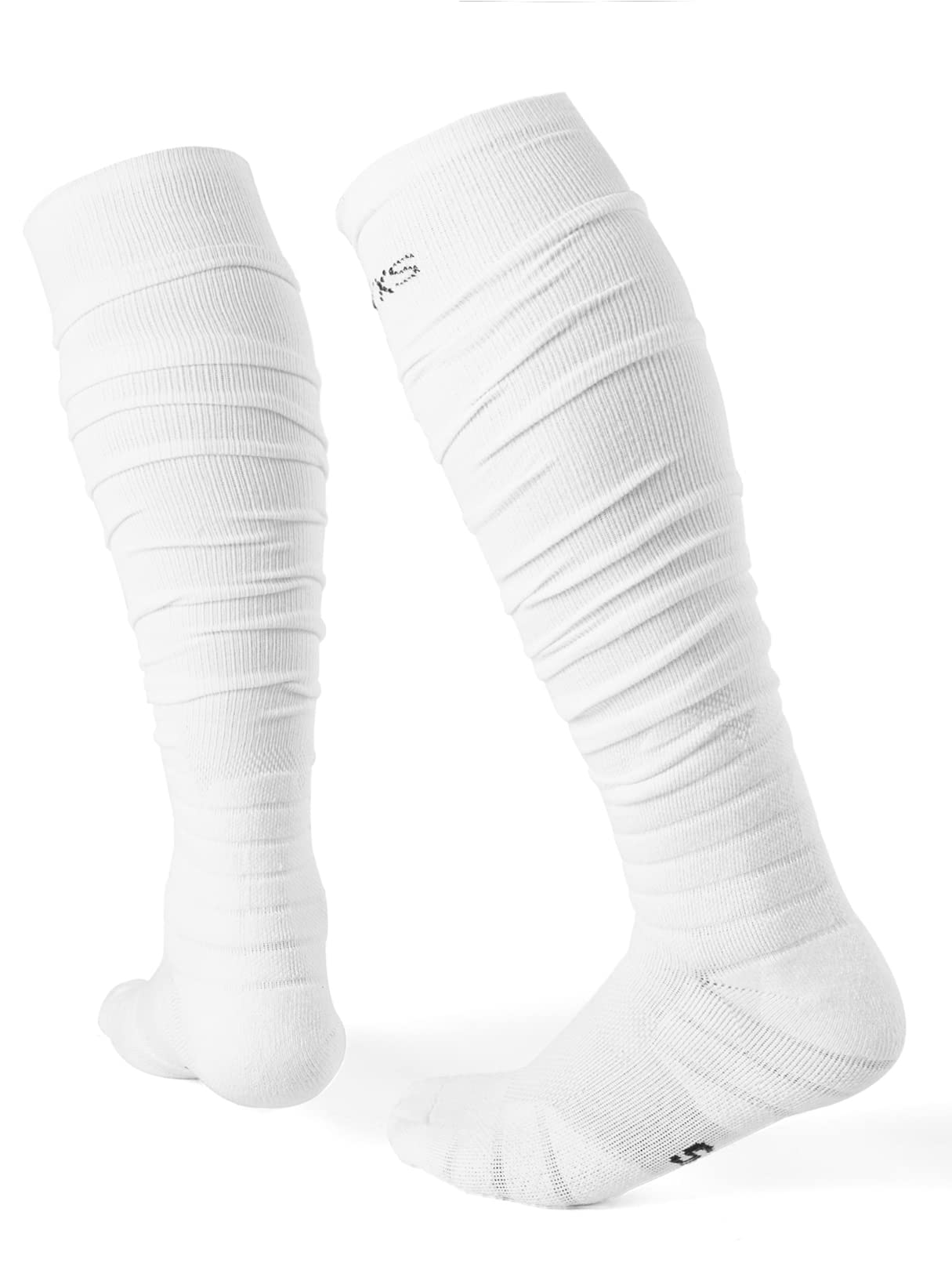 Yxmeiguo Scrunch Football Socks Extra Long Football Padded Sports Athletic Socks for Men Women with Ankle Support Football Accessories, White