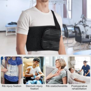 Rib Brace Chest Belt for Men and Women, Breathable Rib Chest Support Brace Dislocated Ribs Postoperation Belt for Rib Muscle Injuries, Bruised Ribs or Rib