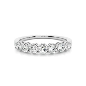 Buy Jewels Solid 10k Gold Wedding Band Moissanite Half Eternity Anniversary Ring For Women (G-H Color) (White Gold, 8)