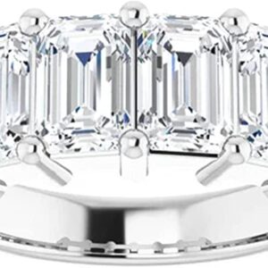 Moissanite World Touch of Paradise Bold Eternity Wedding Band, Emerald Cut 6.00CT, VVS1 Clarity, Colorless Moissanite, 925 Sterling Silver, Engagement Ring, Wedding Gift, Perfact for Gift (7.5)