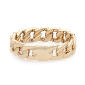 0.41Cttw Rachel Koen Pave Diamond Chain Link Ring 14K Yellow Gold Size 7.25