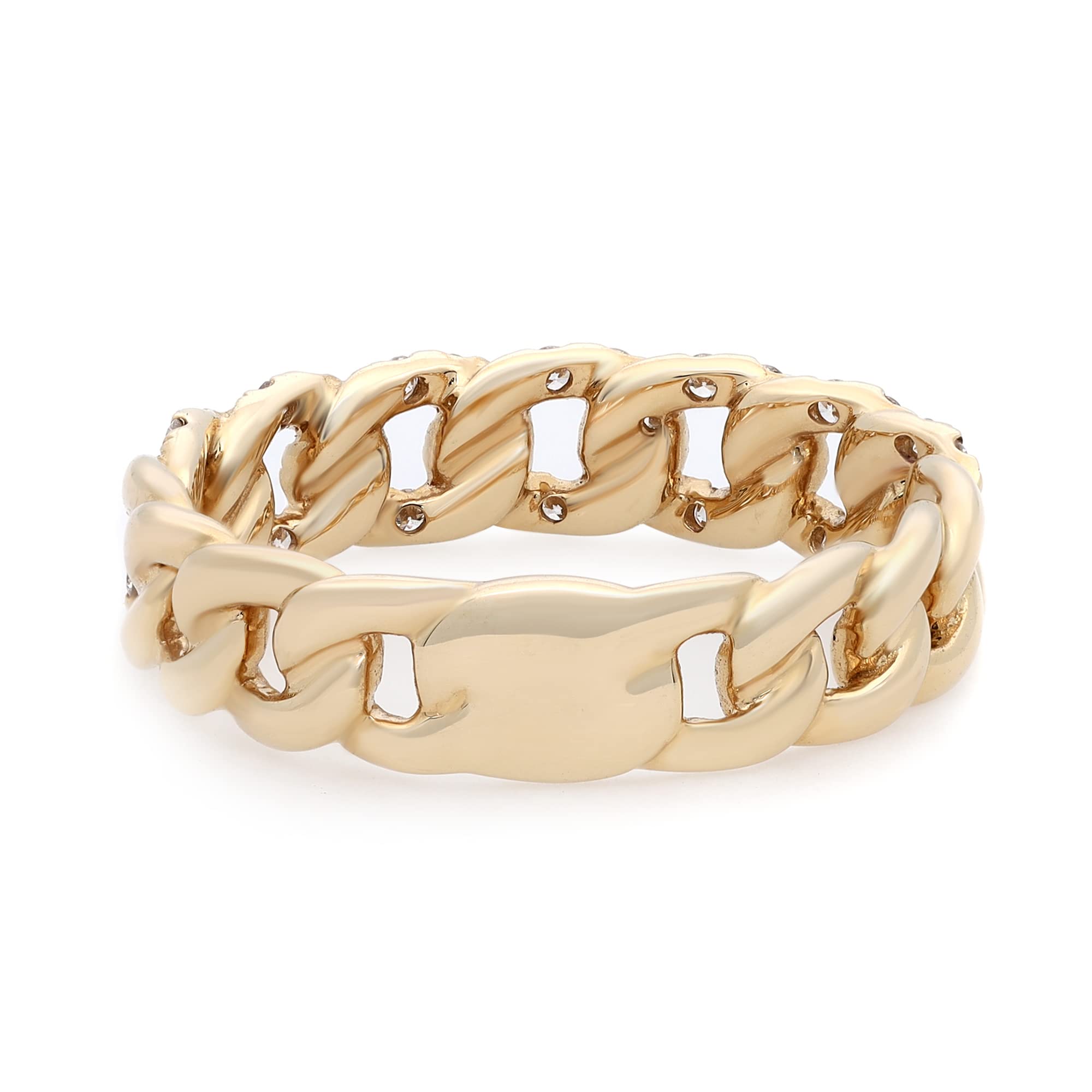 0.41Cttw Rachel Koen Pave Diamond Chain Link Ring 14K Yellow Gold Size 7.25