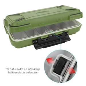 BORDSTRACT Fishing Tackle Box, Waterproof Plastic Fishing Accessory Storage Organizer, Small Tackle Container for Lures, Jigs, Hooks, Sinkers(Green)