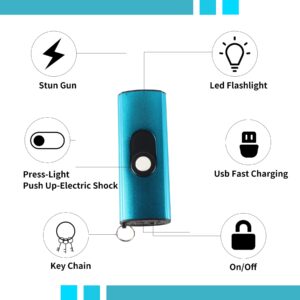 MAGICUTLERY Micro Mini Stun Gun Flashlight Less Lethal Tazor Ungun Self Defense for Women Men Like Teiser Electrico Taxer, USB Recharge, Blue