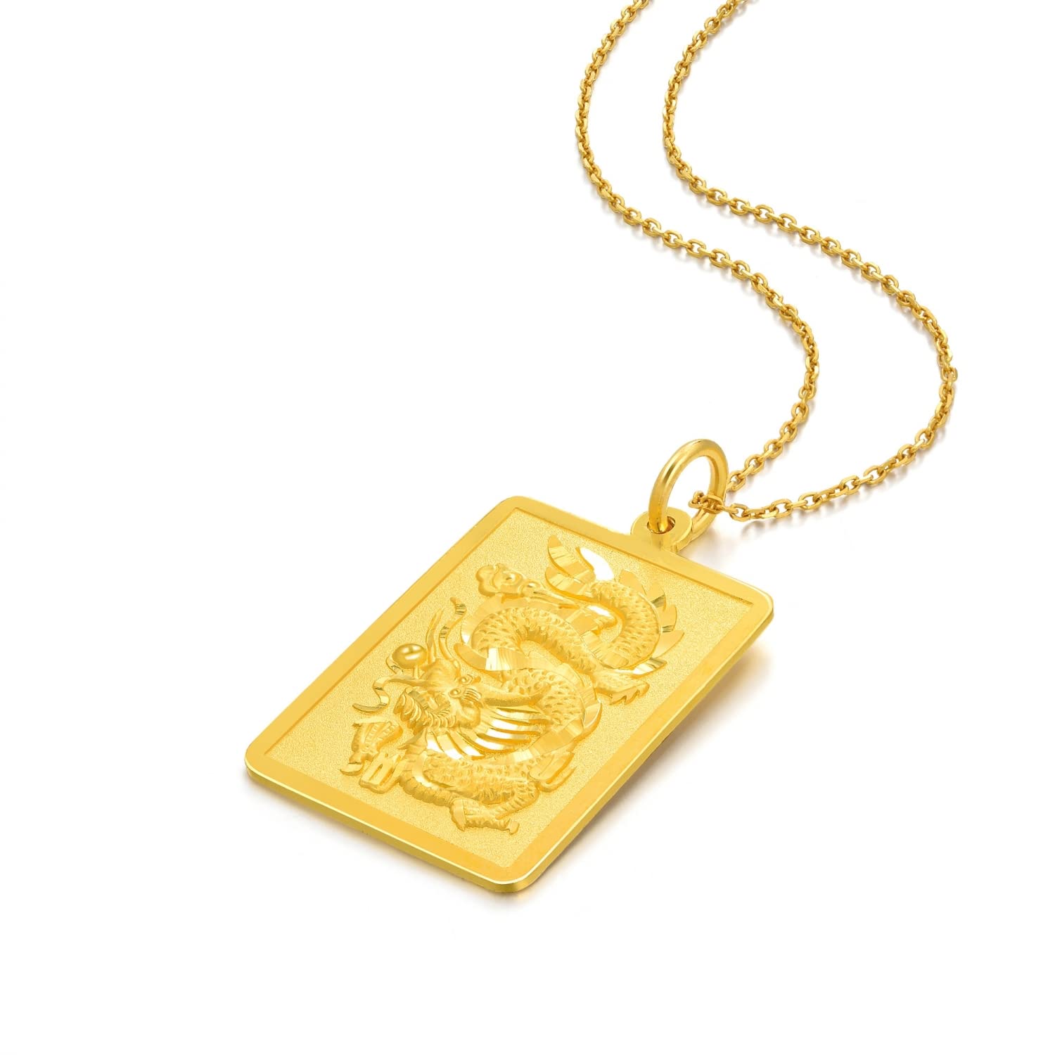 CHOW SANG SANG 999.9 24K Solid Gold Price-by-Weight Gold Dragon Gold Bullion Bar Pendant for Men & Women 12674P | [Not Include the Necklace] (Approx. 0.54tael (~20.21g))