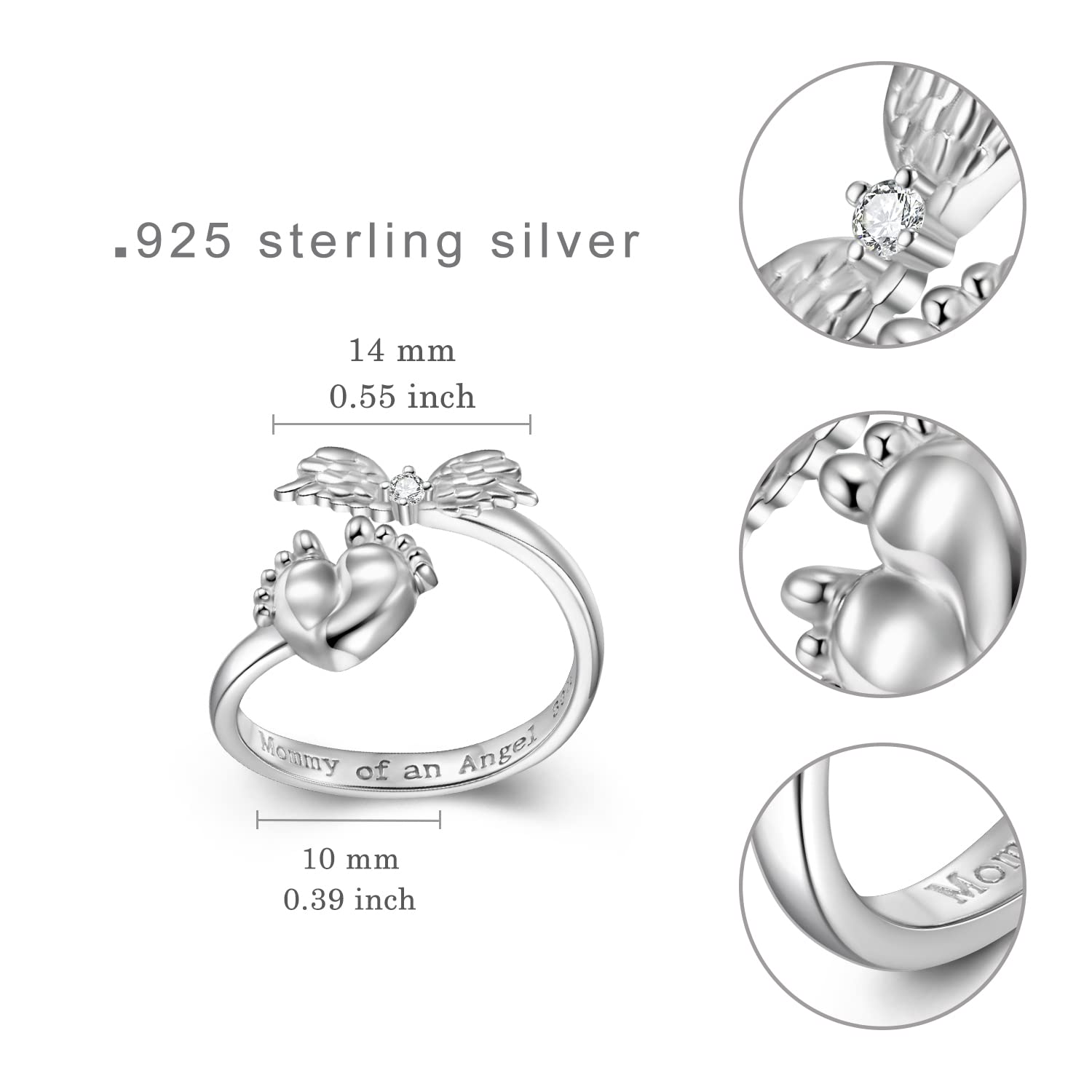 SCZKLAQ Miscarriage Ring for Women 925 Sterling Silver Mommy of an angel Rings Memorial Sympathy Miscarriage Jewelry for Women Mother