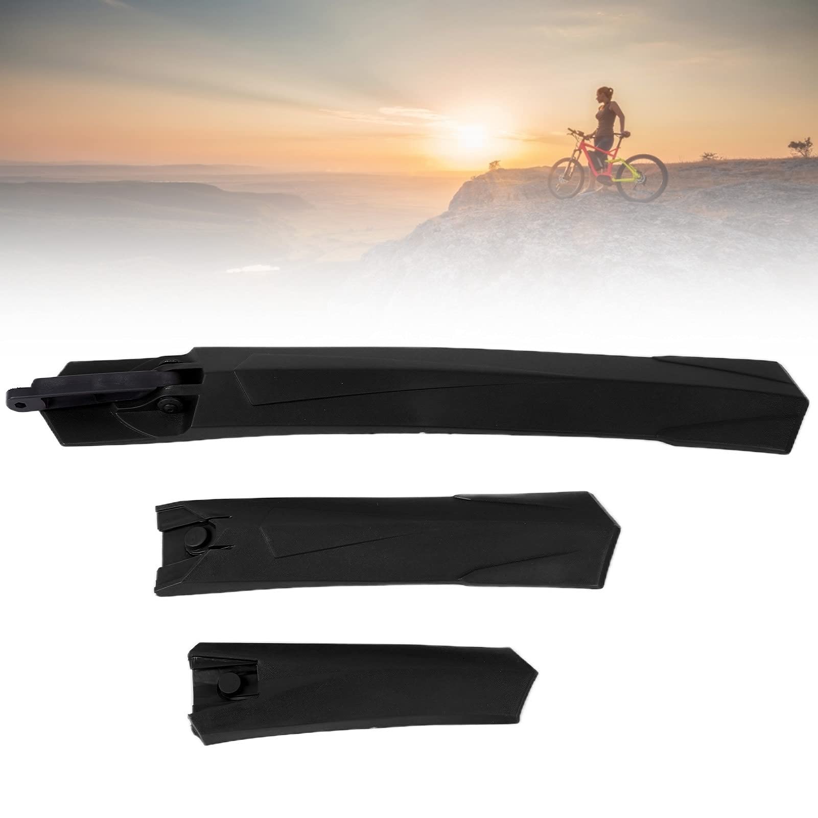 HERCHR Road Mountain Bike Bicycle Cycling Tire Front/Rear Mud Guards Mudguard Fenders Set for Riding Cycling(Black)