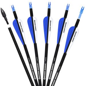 ARCHERY SHARLY 30Inch Carbon Hunting Arrow, Targeting Practice Arrows for Compound & Recurve Bow, Blue White Arrows with Removable Tips & Replaceable Nocks (12 Pack)