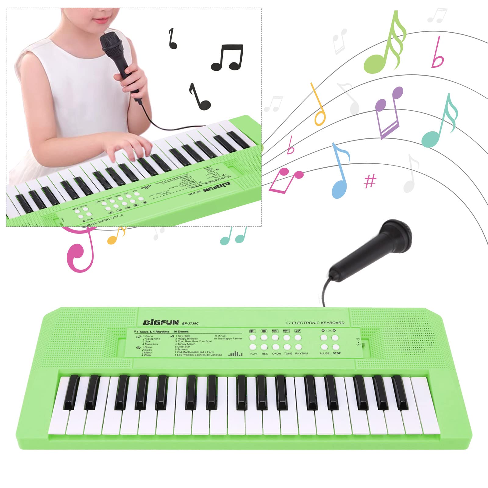 Fun and Educational Kids Piano Keyboard with Microphone | Portable Electronic Keyboard for Beginners | Musical Toy for Christmas and Birthdays