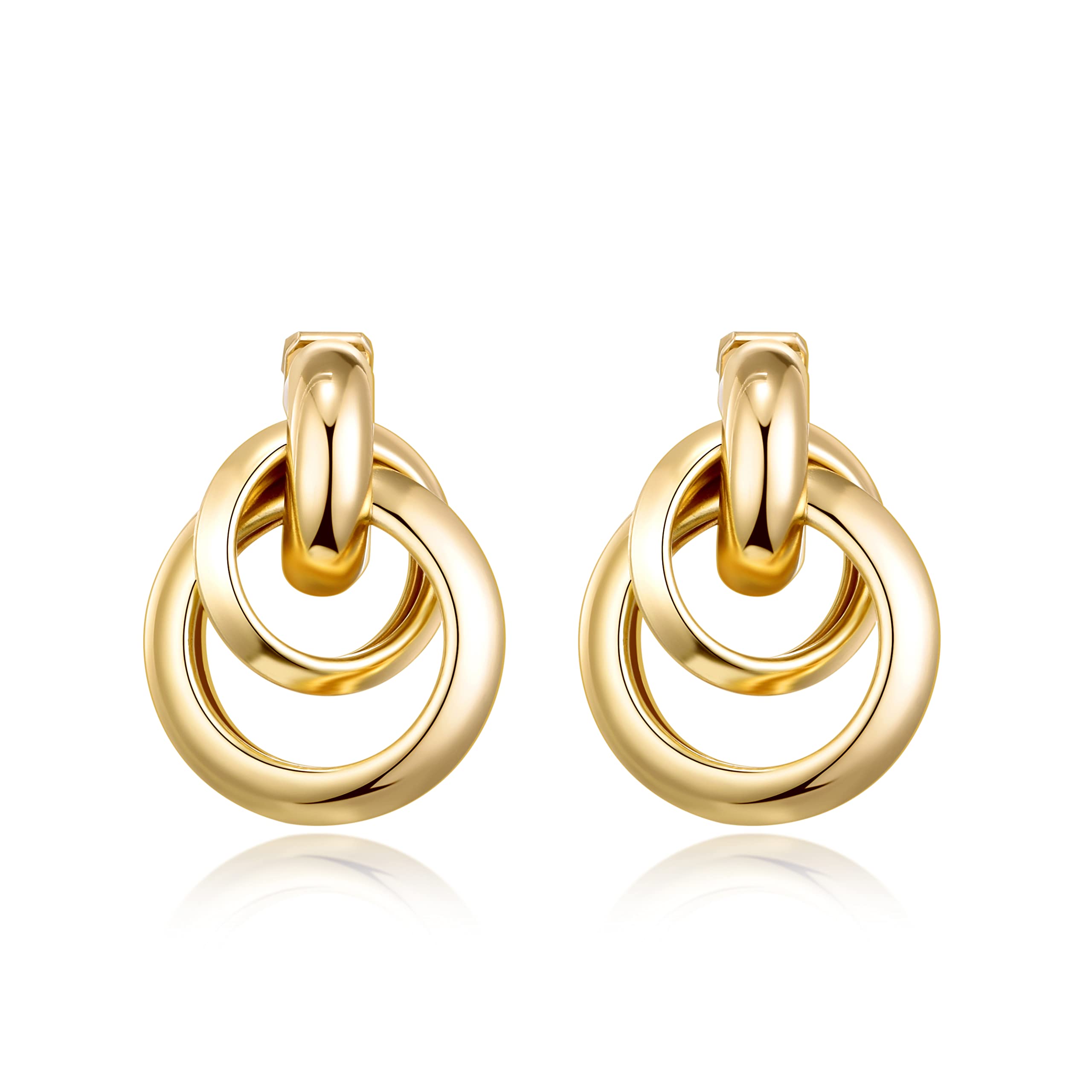 AOLIMI Gold Large Knot Clip On Earrings Statement Drop Clip Earrings for Women No Pierced