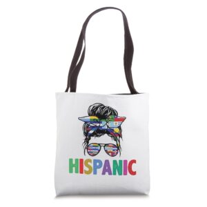 hispanic women cute messy bun hispanic heritage month tote bag