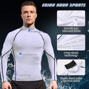 SPVISE White Compression Shirt Men Long Sleeve Workout Gym Top Rash Guard Athletic Undershirt Gear T Shirt for Sport Cool Dry