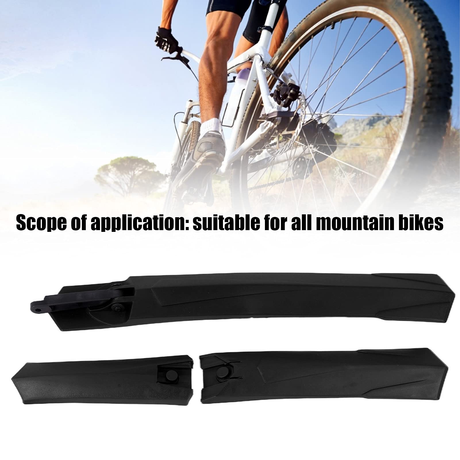 HERCHR Road Mountain Bike Bicycle Cycling Tire Front/Rear Mud Guards Mudguard Fenders Set for Riding Cycling(Black)