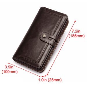 SPYBY Business Card Cases Money Organizers Men's Genuine Leather Money Clips Blocking Wallets (Color : Brown)