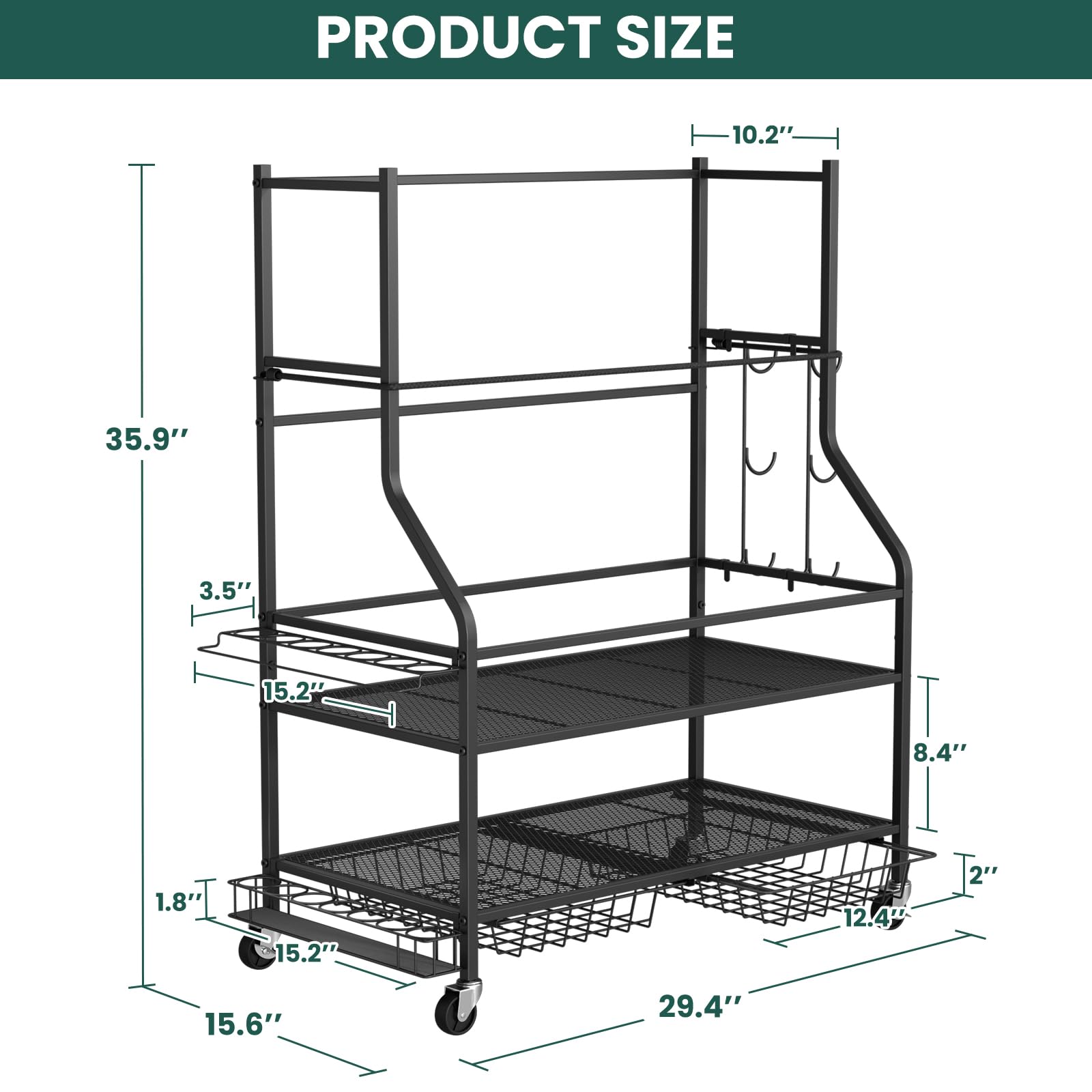 VOPEAK Golf Bag Organizer, Golf Bag Stand for Two Bags, Golf Organizer for Golf Clubs, Golf Balls, Golf Equipment Accessories