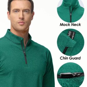 Boladeci Mens Pullover 1/4 Zip Fleece Long Sleeve Golf Shirts for Men Lightweight Running 3/4 1/2 Half Zip Sweatshirts Shirts Dark Green