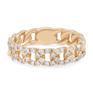 0.41Cttw Rachel Koen Pave Diamond Chain Link Ring 14K Yellow Gold Size 7.25