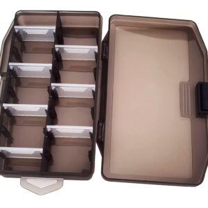 Fishing tackle lure baits box with removable dividers, Storage box for small things 2 pieces, Brown (CF-BOX-01)