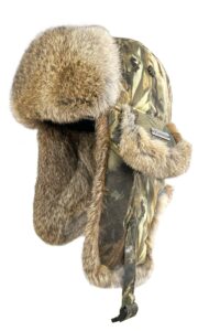 100% real rabbit fur winter trapper hat for men women russian fur ushanka aviator hat mens trapper hat with ear flaps camo brown