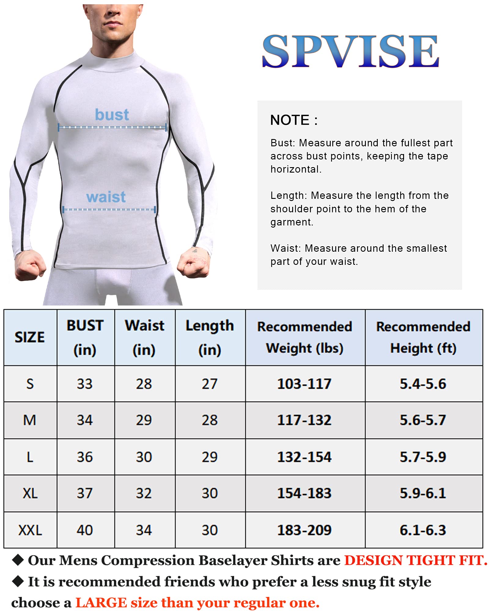 SPVISE White Compression Shirt Men Long Sleeve Workout Gym Top Rash Guard Athletic Undershirt Gear T Shirt for Sport Cool Dry